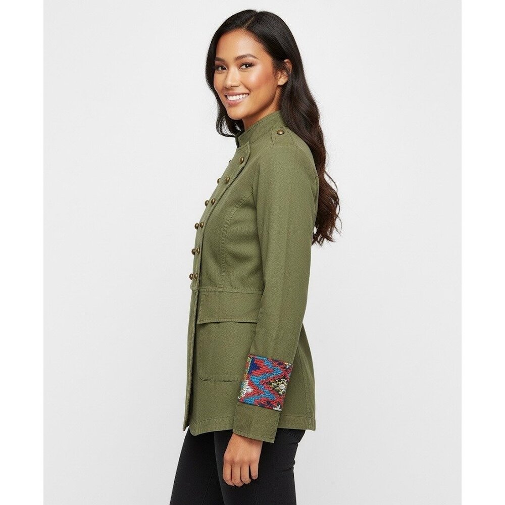 RARE Jen's Pirate Booty Embroidered Boho Military Jacket | Utility Hippie Indie - Picture 7 of 16